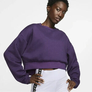 Nike Sportswear City Ready Fleece Cropped Crew Sweatshirt Purple Size SP